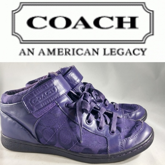 Coach Shoes - COACH Zoey purple High Top Sneakers Signature C 9